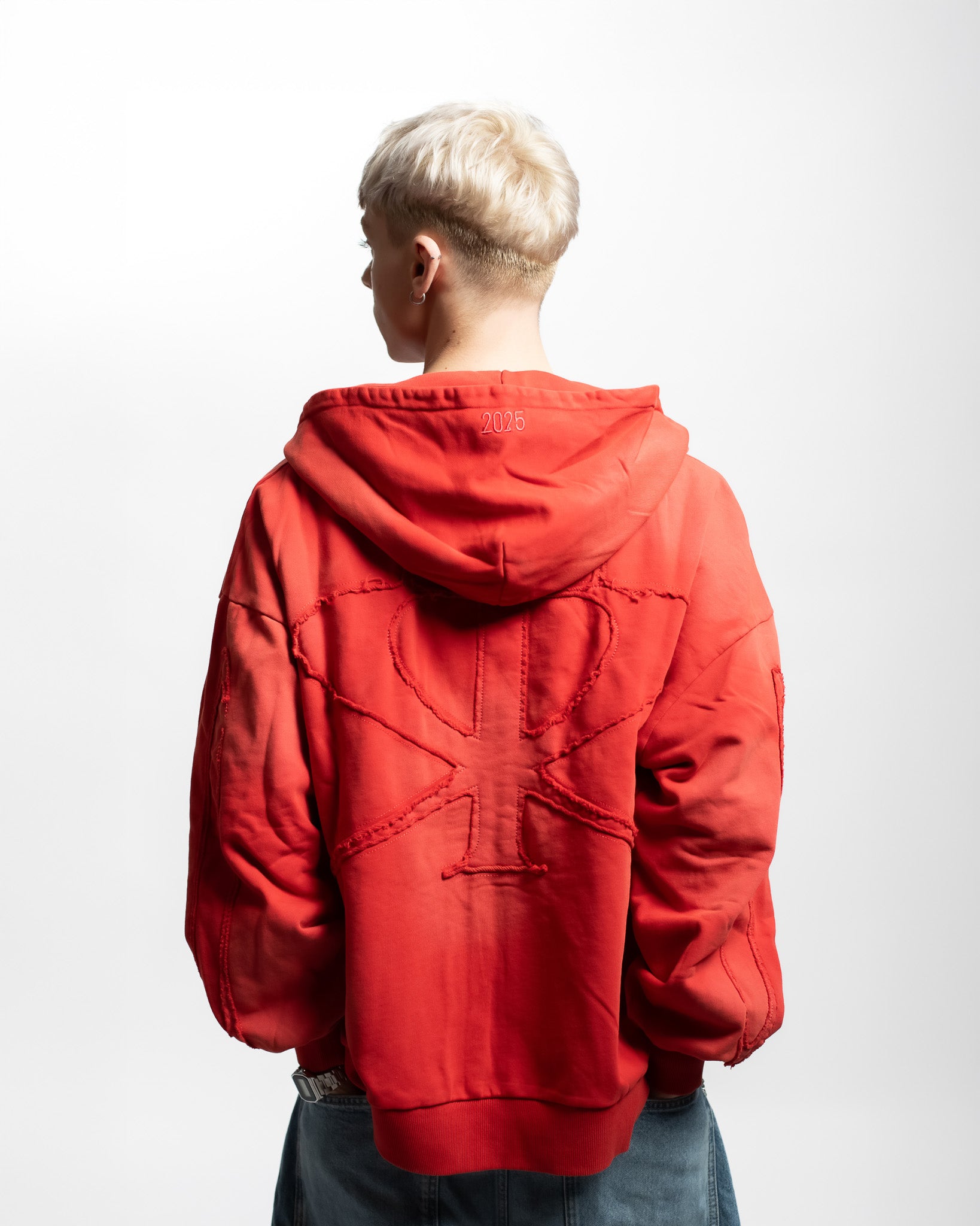 FIORE - RED ZIPPER HOODIE OVERSIZED